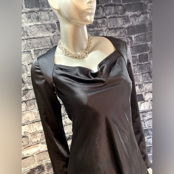 Navy Blue Satin Formal Mini Dress - Picture 4 of 10